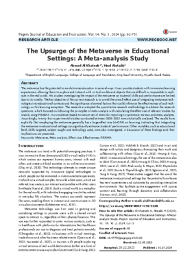 The Upsurge of the Metaverse in Educational Settings: A Meta-analysis Study