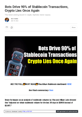 Bots Drive 90% of Stablecoin Transactions, Crypto Lies Once Again